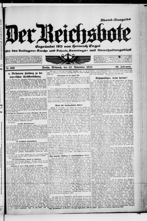 Der Reichsbote vom 27.11.1918