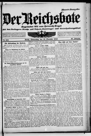Der Reichsbote vom 19.12.1918