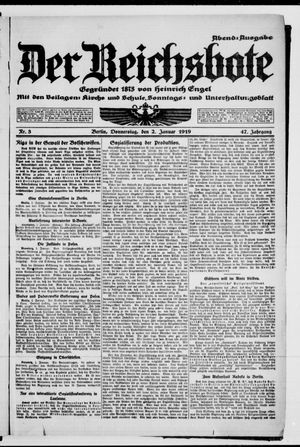 Der Reichsbote on Jan 2, 1919