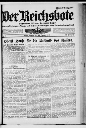 Der Reichsbote on Jan 27, 1919