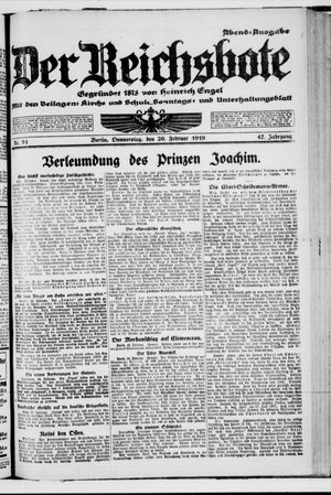 Der Reichsbote on Feb 20, 1919