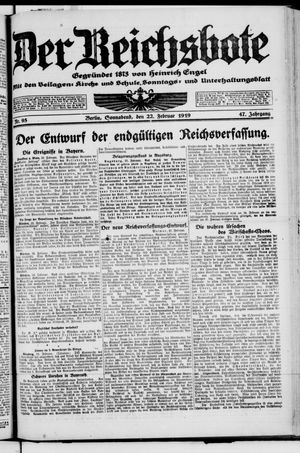 Der Reichsbote vom 22.02.1919