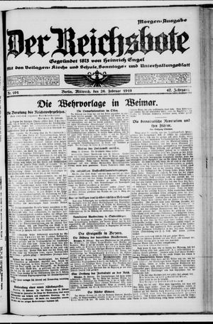 Der Reichsbote on Feb 26, 1919