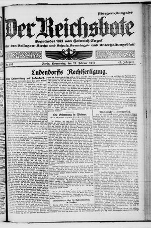 Der Reichsbote vom 27.02.1919