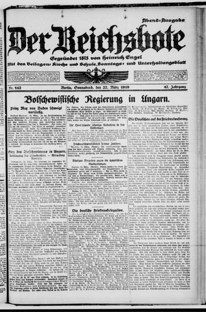 Der Reichsbote vom 22.03.1919