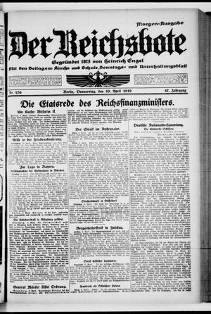 Der Reichsbote on Apr 10, 1919