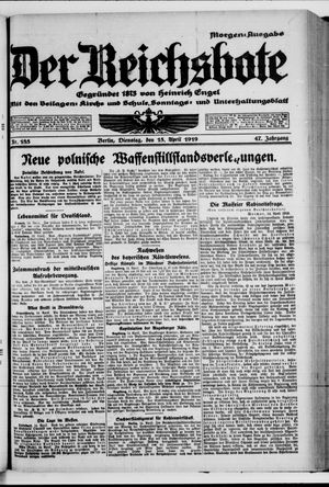 Der Reichsbote vom 15.04.1919