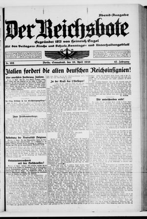 Der Reichsbote vom 19.04.1919