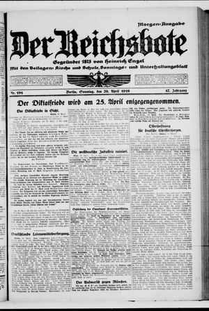 Der Reichsbote on Apr 20, 1919
