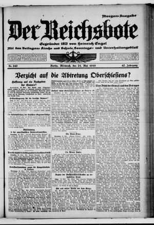 Der Reichsbote on May 21, 1919