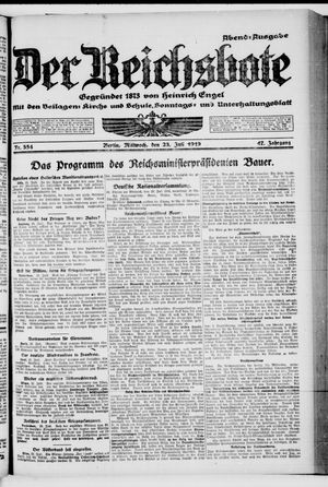 Der Reichsbote vom 23.07.1919