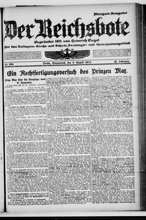 Der Reichsbote vom 09.08.1919