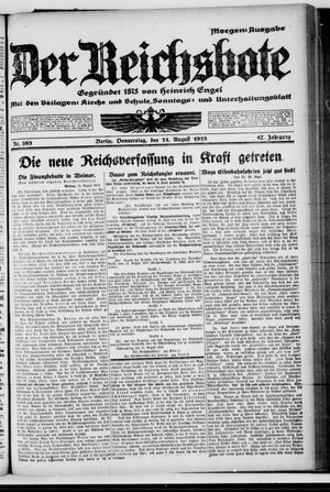 Der Reichsbote on Aug 14, 1919