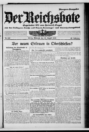 Der Reichsbote vom 27.08.1919