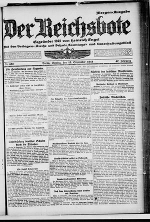 Der Reichsbote vom 15.09.1919