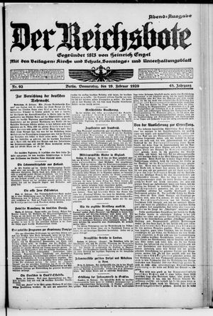 Der Reichsbote on Feb 19, 1920