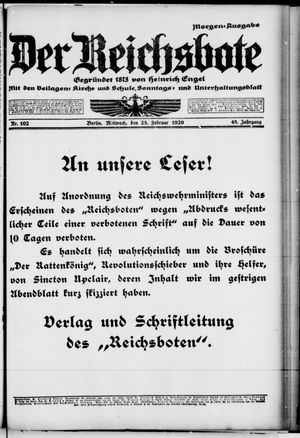 Der Reichsbote on Feb 25, 1920
