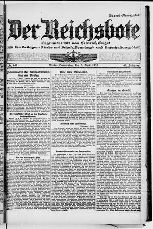 Der Reichsbote on Apr 8, 1920