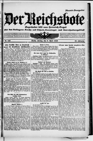 Der Reichsbote vom 09.04.1920