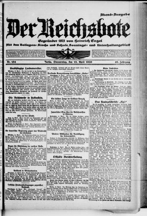 Der Reichsbote vom 15.04.1920