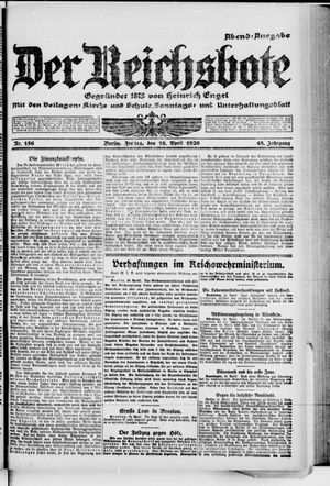 Der Reichsbote vom 16.04.1920