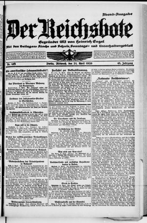 Der Reichsbote vom 21.04.1920