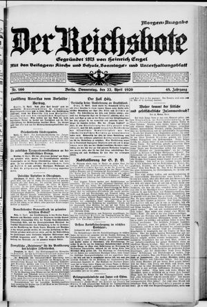 Der Reichsbote vom 22.04.1920