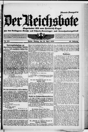 Der Reichsbote on Apr 26, 1920
