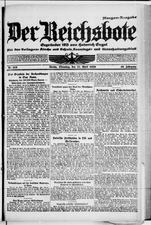Der Reichsbote vom 27.04.1920