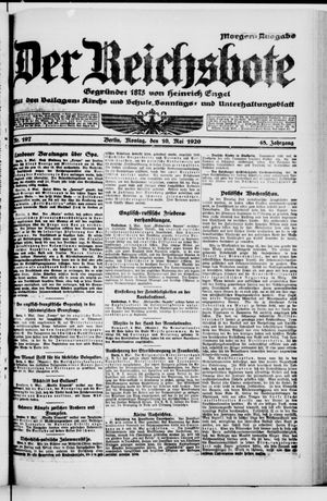 Der Reichsbote vom 10.05.1920