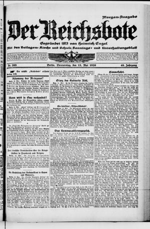 Der Reichsbote on May 13, 1920