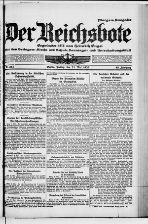 Der Reichsbote vom 21.05.1920