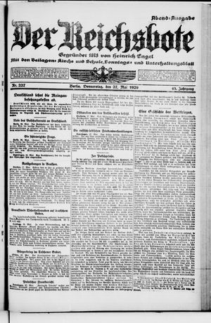Der Reichsbote on May 27, 1920