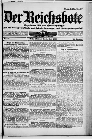 Der Reichsbote vom 02.06.1920