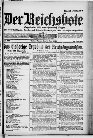 Der Reichsbote on Jun 7, 1920