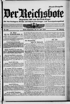 Der Reichsbote vom 17.06.1920