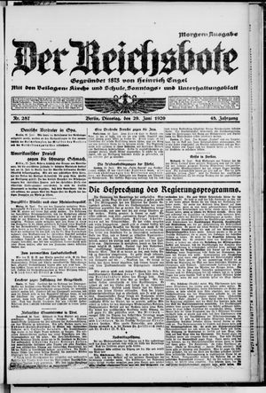 Der Reichsbote vom 29.06.1920