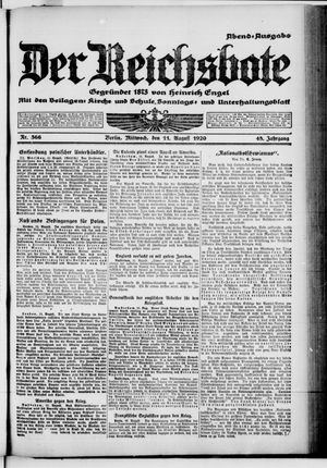 Der Reichsbote vom 11.08.1920