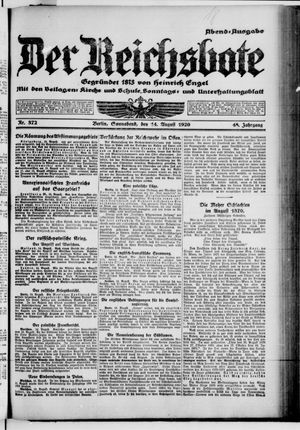 Der Reichsbote vom 14.08.1920