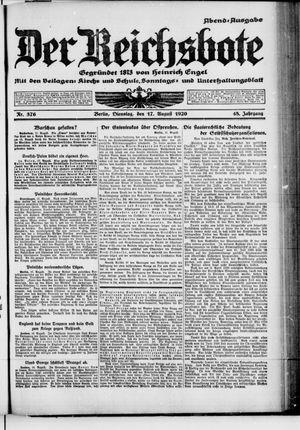 Der Reichsbote vom 17.08.1920