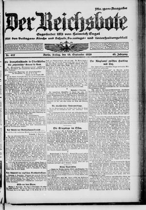 Der Reichsbote vom 10.09.1920