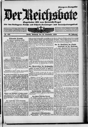 Der Reichsbote vom 15.09.1920