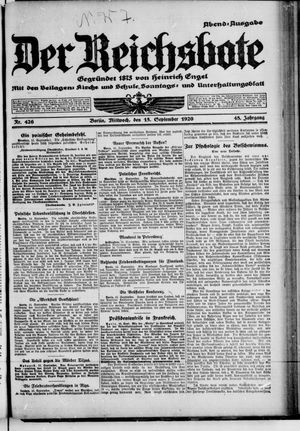 Der Reichsbote vom 15.09.1920