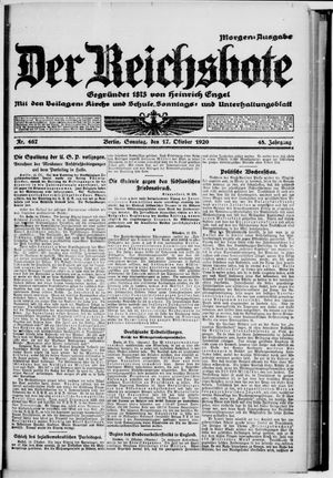 Der Reichsbote vom 17.10.1920