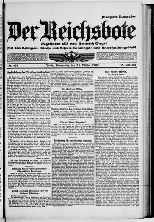 Der Reichsbote vom 21.10.1920