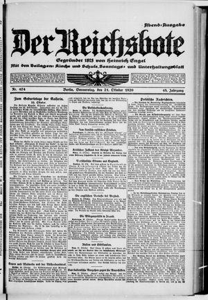Der Reichsbote vom 21.10.1920