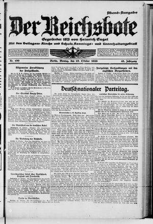 Der Reichsbote vom 25.10.1920