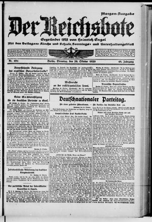Der Reichsbote vom 26.10.1920