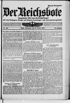 Der Reichsbote vom 30.10.1920