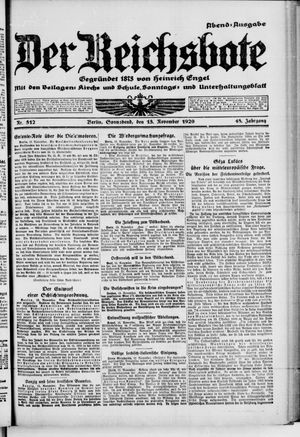 Der Reichsbote vom 13.11.1920